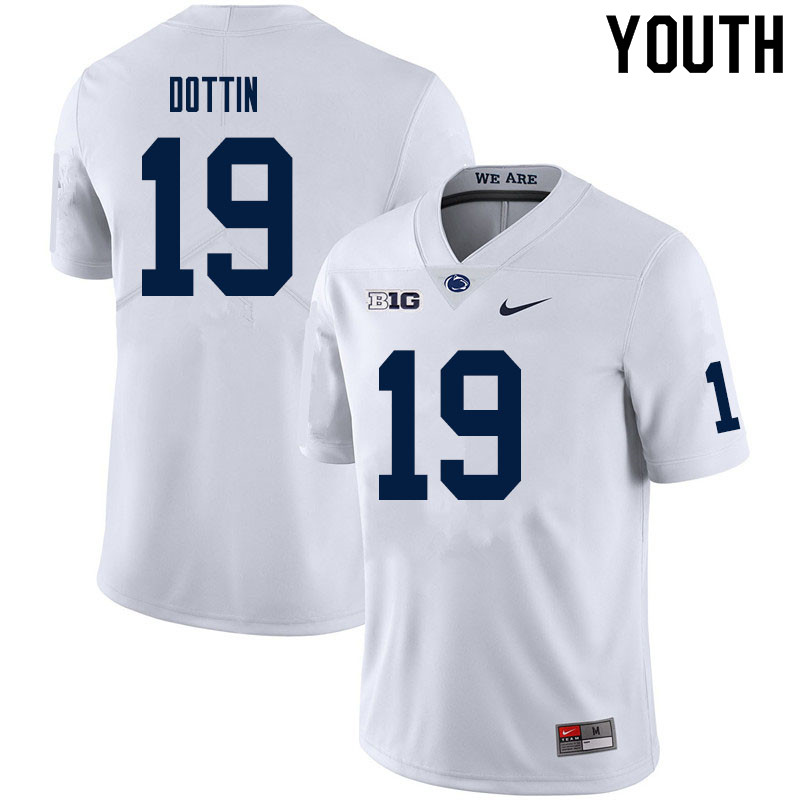 Youth #19 Jaden Dottin Penn State Nittany Lions College Football Jerseys Sale-White